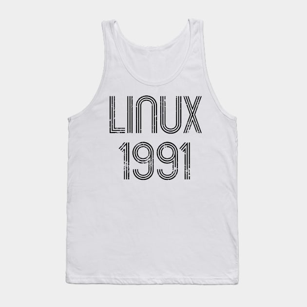 Linux 1991 - Cool Distressed Design for Free Software Geeks Tank Top by geeksta